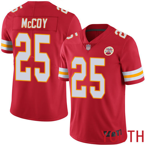 Youth Kansas City Chiefs 25 McCoy LeSean Red Team Color Vapor Untouchable Limited Player Football Nike NFL Jersey